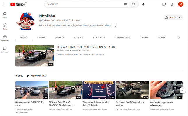 Youtube Nicolinha Garage