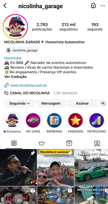 Instagram Nicolinha Garage