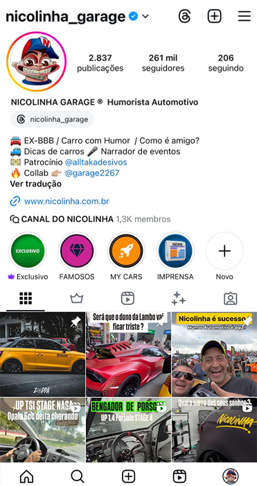 Instagram Nicolinha Garage